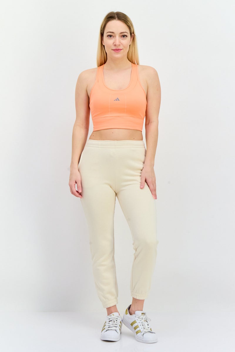 Adidas Women Brand Logo Padded Sports Bra, Coral - Image 4